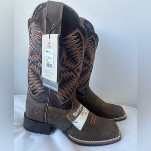 Ariat Women's Odessa Brown Leather StretchFit with MulticolorStitch Western Boot